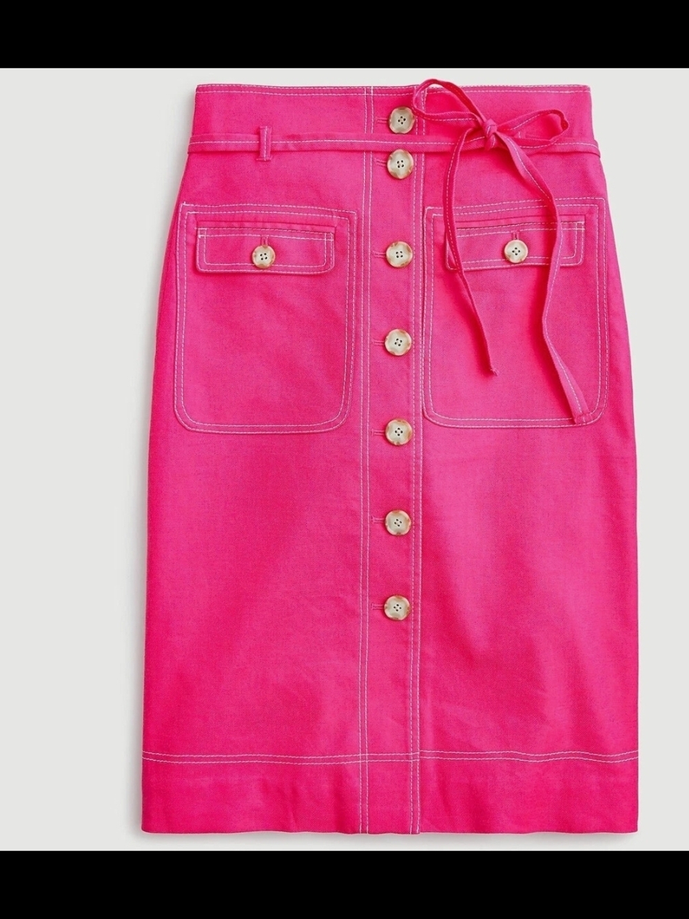 J. Crew Hot Pink Button-Front A-Line Skirt - Picture 3 of 8